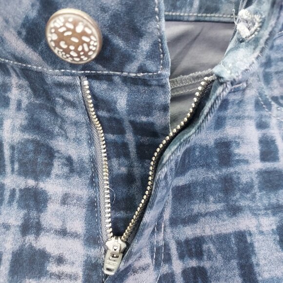 Cabi Grid Jeans Women's 6 Curvy Skinny Blue Shibiri Tye Dye Plaid Mid Rise 3047 - Picture 6 of 14